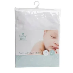 Baby First Fitted Portacot Sheet - White