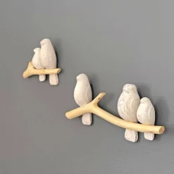 Crane Baby Wooden Perch Wall Decor - 2pc