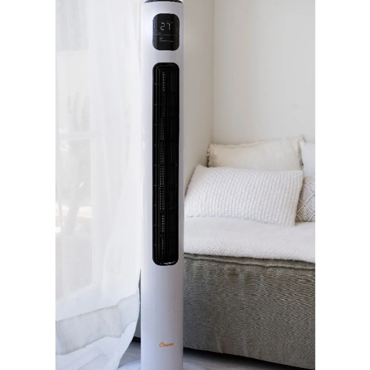 Crane Tower Fan and Air Circulator (116 cm) - White