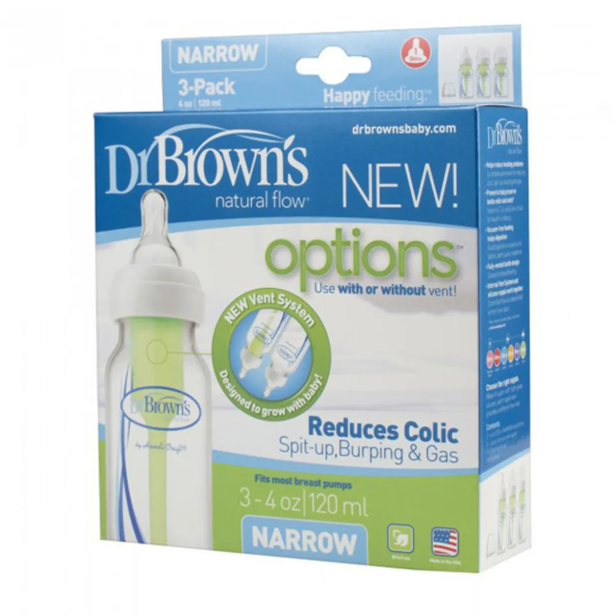 Dr Browns Options Baby Bottle - Narrow Neck 3 pack