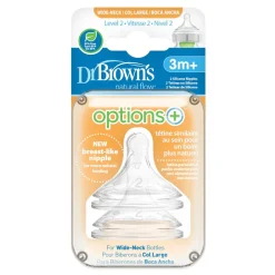 Dr Browns Options+ Wide Neck Silicone Teats 2 pack