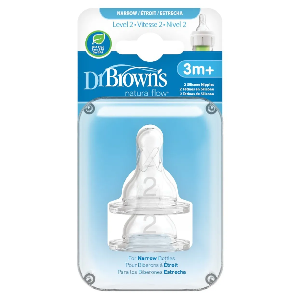 Dr Browns Standard (Narrow) Silicone Teats 2 pack