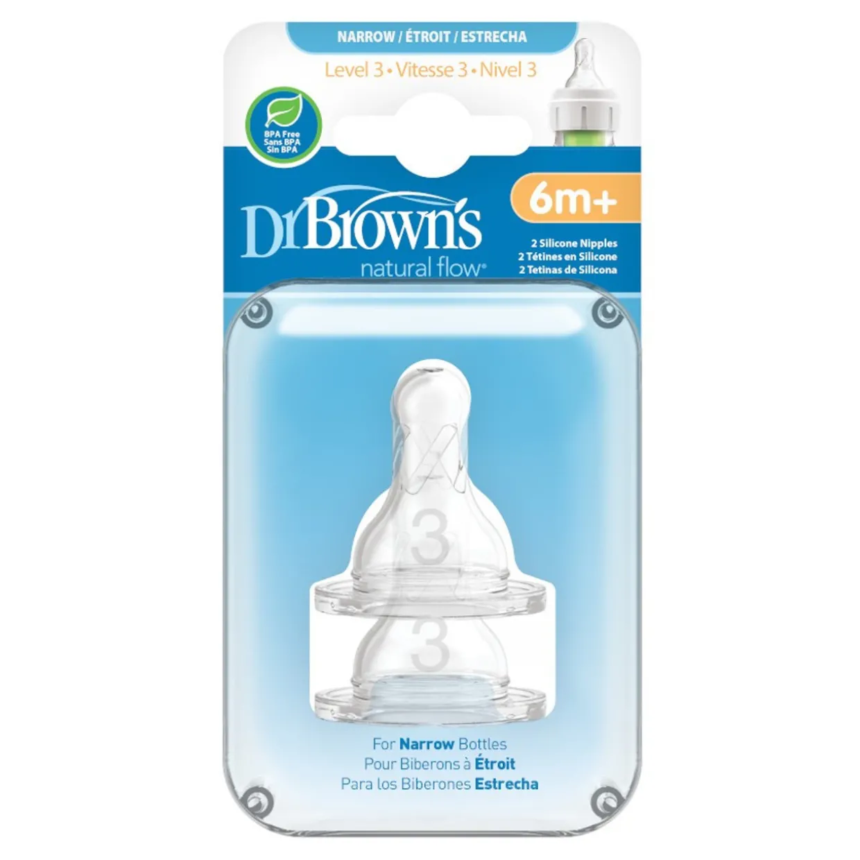 Dr Browns Standard (Narrow) Silicone Teats 2 pack
