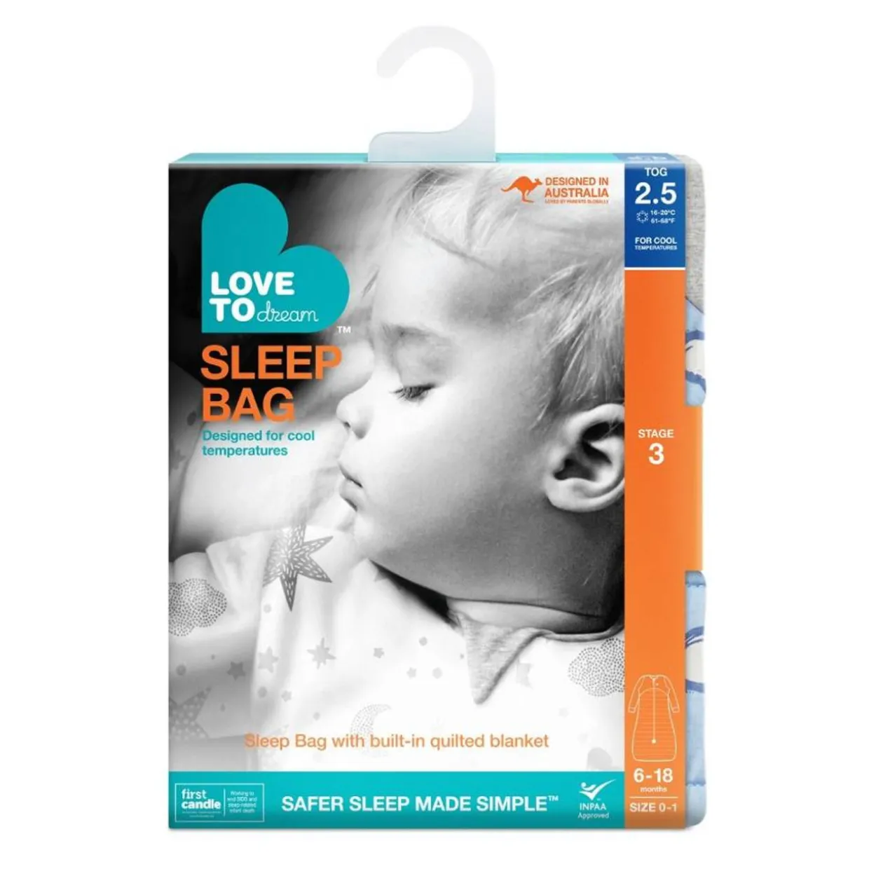 Love to Dream 2.5 tog Sleeping Bag with Sleeves