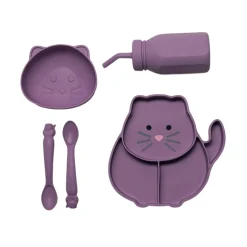 Melii Silicone 5 Piece Feeding Gift Set - Cat