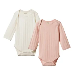 Nature Baby Organic Cotton Derby Rib Bodysuit - 2 pack