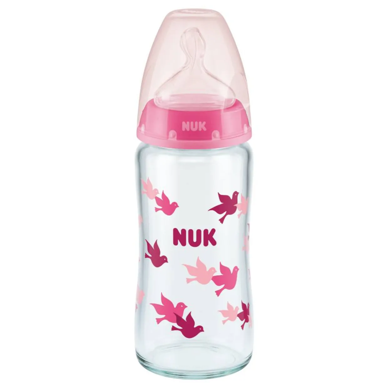 NUK First Choice Glass Bottle Wide Neck Pink