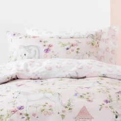 Squiggles Cotton Duvet Cover Set - Unicorn Blossom