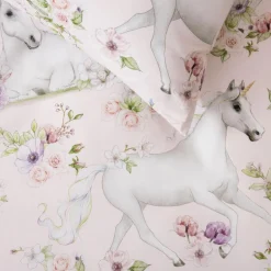 Squiggles Cotton Duvet Cover Set - Unicorn Blossom