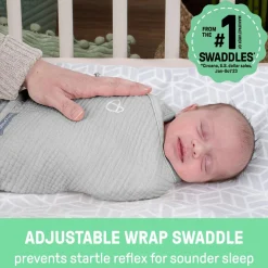 SwaddleMe by Ingenuity Muslin Original Stage 1 1.5 tog Swaddle 1pk