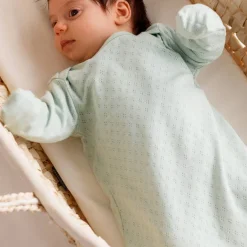 The Sleep Store Organic Cotton Pointelle Drawstring Baby Gown