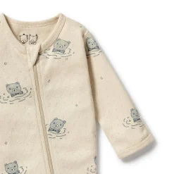 Wilson & Frenchy Organic Pointelle Zipsuit with Feet