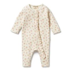 Wilson & Frenchy Organic Waffle Ruffle Zipsuit