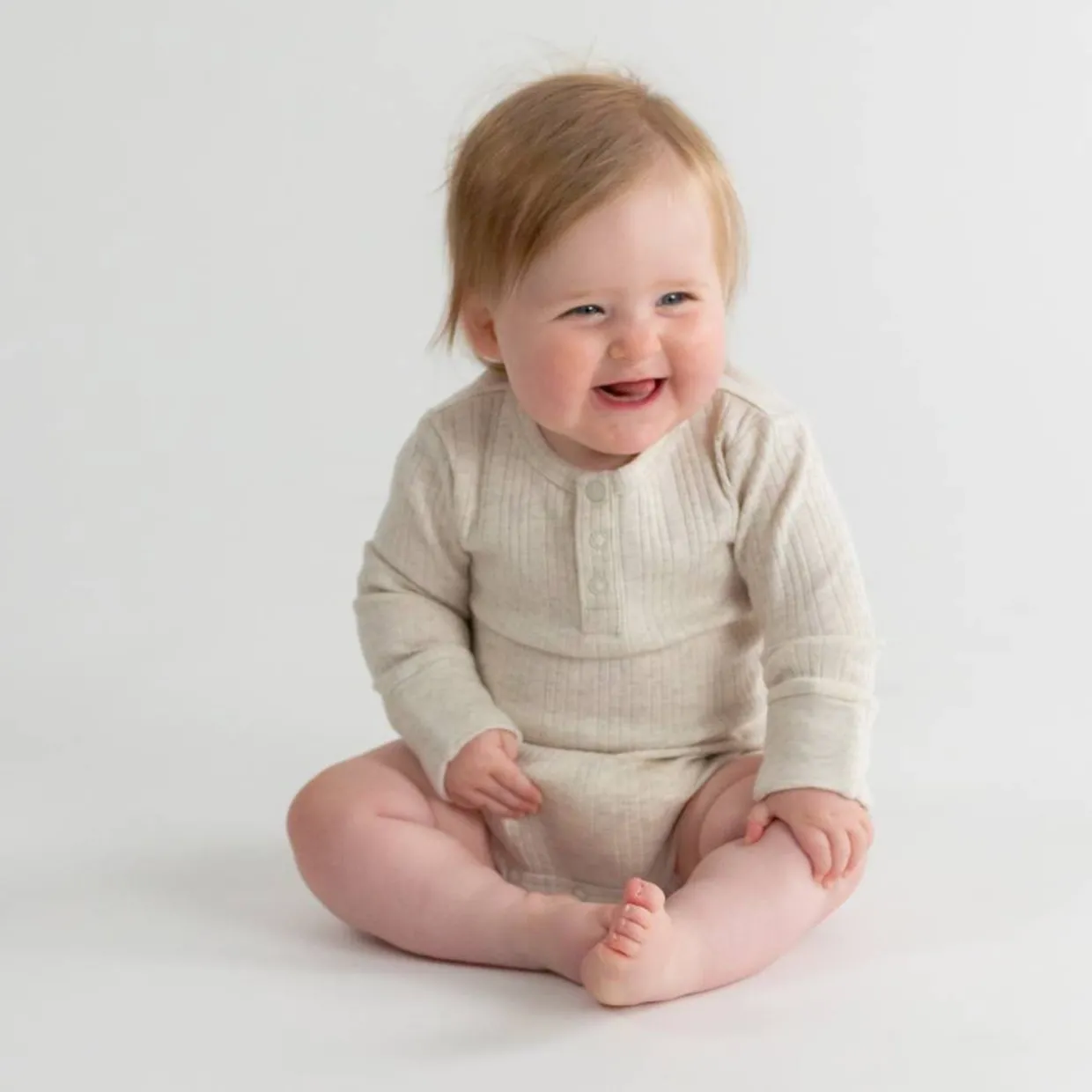 Woolbabe Merino/Organic Cotton Long Sleeve Henley Bodysuit - Daydream Collection