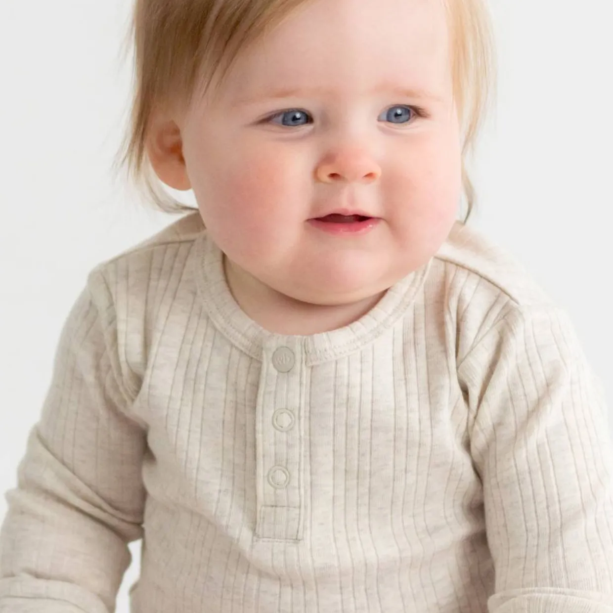 Woolbabe Merino/Organic Cotton Long Sleeve Henley Bodysuit - Daydream Collection