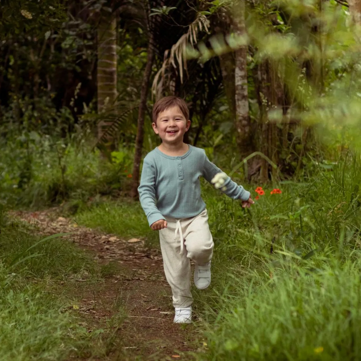 Woolbabe Merino/Organic Cotton Long Sleeve Henley Bodysuit - Daydream Collection