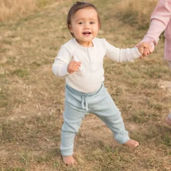 Woolbabe Merino/Organic Cotton Long Sleeve Henley Bodysuit - Daydream Collection