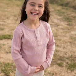 Woolbabe Merino/Organic Cotton Long Sleeve Henley Top - Daydream Collection