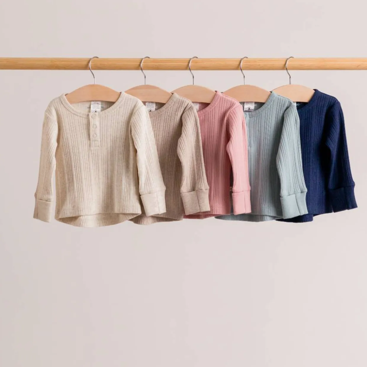 Woolbabe Merino/Organic Cotton Long Sleeve Henley Top - Daydream Collection