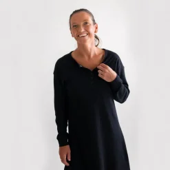 Woolbabe Relax! Henley Long-Sleeve Nightie